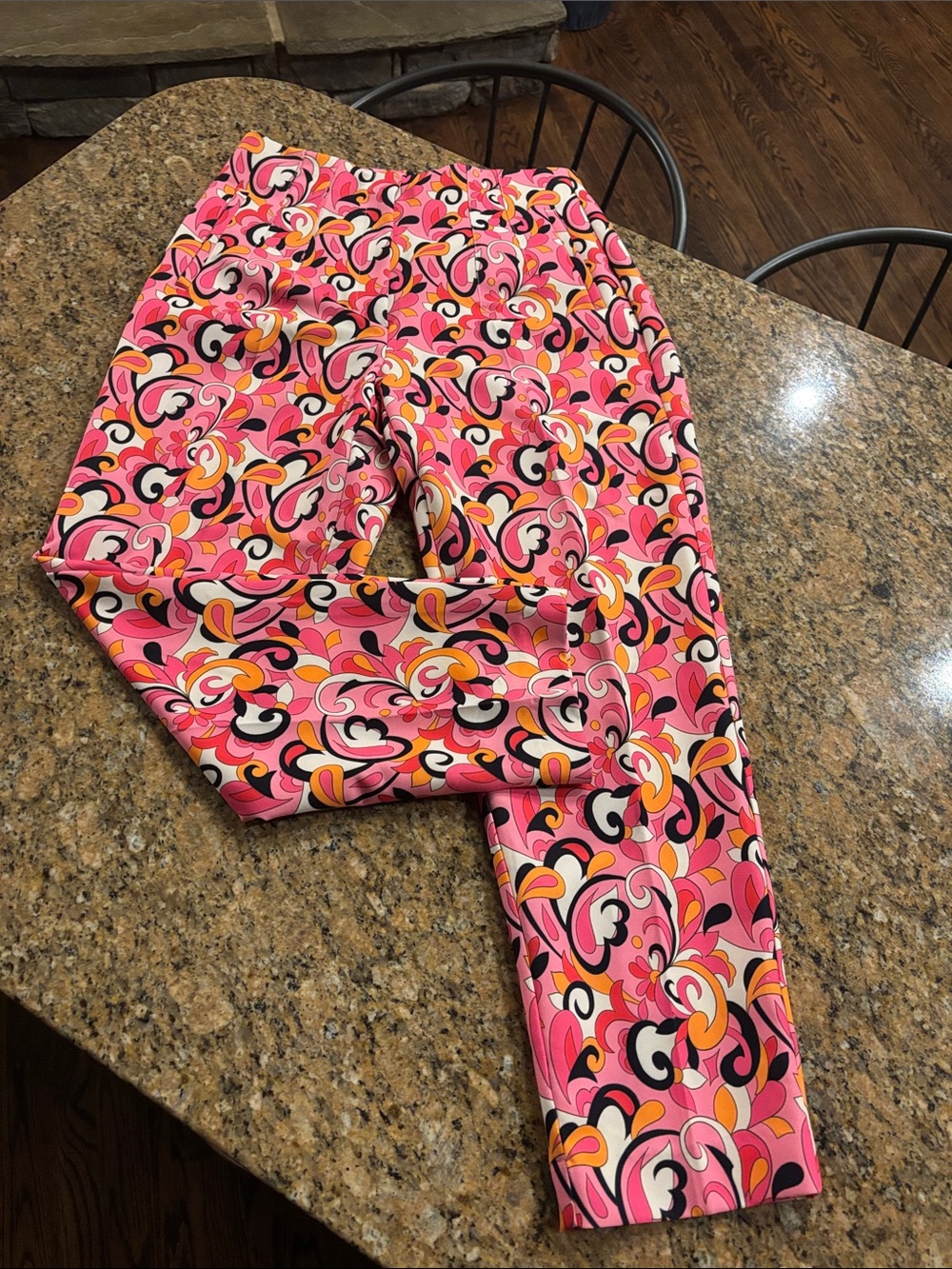 Zara Pink Paisley Floral High Waisted Ankle Crop Pleat Detail Size L Womens